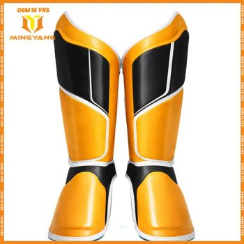 OEM PU Leather Training Muay Thai Shin Guards MMA Kick Boxing Custom Design Thai Shin Instep Guards Shinguard Boxing - Rizhao Mingyang International Trade Co., Ltd - China