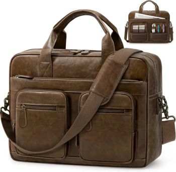 Vintage Messenger Bag for Men PU Vegan Leather Computer Laptop Bag 15.6 Inch Waterproof Briefcases for Men Retro Mens Briefcase Satchel Bag for Business Travel - Heanoo Bags Co., Ltd. - China