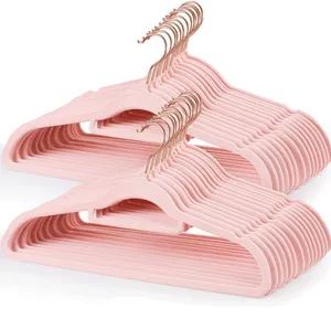 Wholesale Non Slip Flocking Hanger Pink Velvet Hangers Hook Metal Trademark fd Samples Free MOQ 5000 PCS Use Clothing Origin - Suzhou Fairy Daily Products Co., Ltd. - China