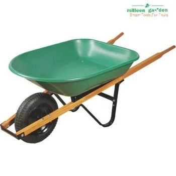 Wholesale Heavy Duty Plastic Wheelbarrow Garden Wheel Barrow Plastic Tray with Wooden Handle - Milleen Garden (Qingdao) Co., Ltd - China