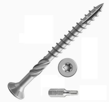 316 Marine Grade A4-70 Stainless Steel Wood Screws Star Drive Type 17 Point Countersunk Ribs Head Decking Screws, Dacramet Coating - Fastener Group (Anhui) Co., Ltd - China