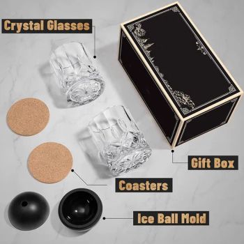 Whiskey Rocks Glass Crystal Bourbon Glasses Round Big Ice Ball Molds Old Fashioned Glasses for Cocktail Unique Gifts for Men - XIAMEN SHUNSTONE HOMEWARE CO., LTD. - China