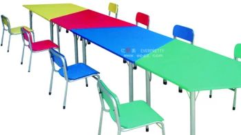 Wholesale Sectional Colorful Kids Desk Two Sides Sitting Trapezoidal Children Table of Playing - Guangdong Everpretty Furniture Co., Ltd. - China