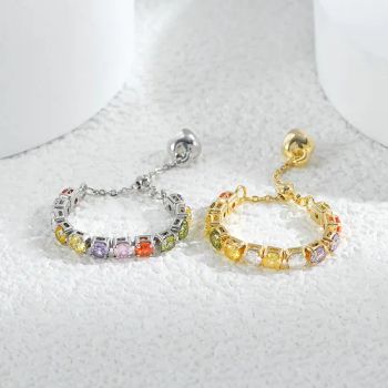 Jewelry Gifts Fashion Gold Plated Stackable Rings Colorful Cubic Zirconia Diamond Rings Eternity Ring - GUANGZHOU BOLIAN GARMENT&BAG ACCESSORIES CO., LTD. - China