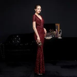 Angel Wings Sequin Mermaid Banquet Dress – Elegant Annual Party Host Car Model Evening Wear - Guangzhou Panyu district south village Jinluoxuan clothing factory - China