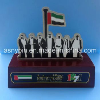 UAE 7 Sheikhs Wooden Plaque National Day Souvenirs Logo OEM Mold Free Design OEM Size Custom Color Silver Trademark OEM Style - Asny Craft Factory - China