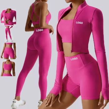 Wholesale Gym Fitness Long Sleeve Jacket Leggings Sports Suits Women Fitness Yoga Set - Hangzhou Sheva Garment Co., Ltd - China