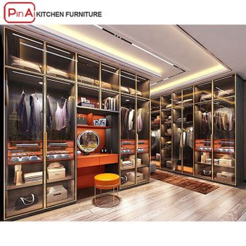PINAI design luxury walk in closet accessories sliding door mirror wardrobes with dressing table - Guangdong Pinai Furniture Co., Ltd. - China