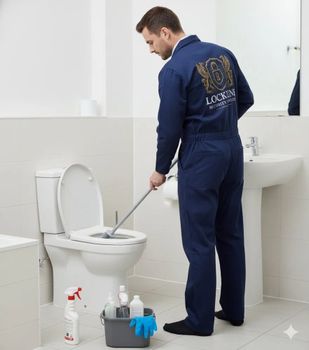 Toilet Mass Cleaning Housekeeping Services Cleaning One Toilet minimum Surface Coverage Floors, Walls, And Tiles Odor Management Removing Unpleasant - Lock Line Services - India