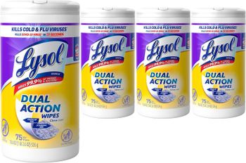 Lysol Dual Action Disinfectant Wipes, Multi-Surface Antibacterial Scrubbing Wipes, Dorm Room Essentials, Citrus Scent, 75ct (Pack of 4), Packaging May Vary - Smart Agri GmbH - Germany