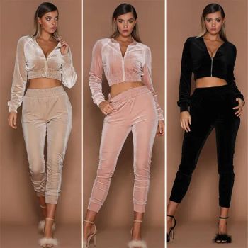 Top and Pants Sweat Suit Womans Sexy Jogging Suit Womens Sweat Suits in Velvet - XIAMEN AUGUSTSPORTS CO., LTD. - China