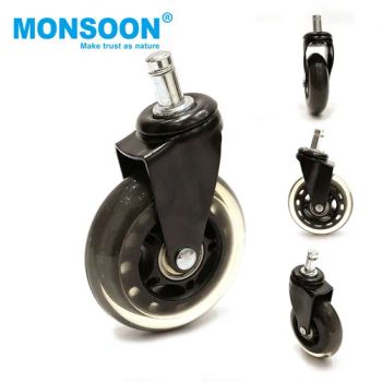 Heavy Duty Water Proof Plastic Furniture Office Industrial Black White Single Ball Bearing Soft Rotary Trolley Rubber PU Swivel Casters Wheels - Monsoon Import Export (Guangzhou) Limited - China