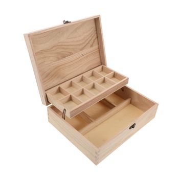 Wood crafts wooden storage/organizer box with compartments and a removable tray - HANDIPASSION., JSC - Vietnam