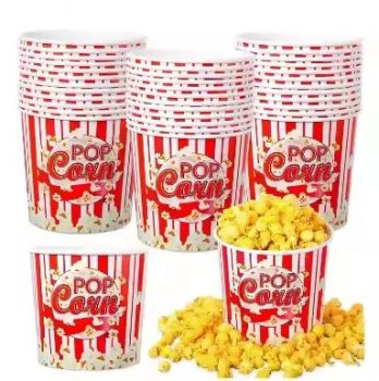 24/32/46/64/85oz Disposable Paper Popcorn Bowl/Box/Cup/Bucket Food Grade Paper Popcorn Packaging Buckets Container - Xiamenshi Baijiada Paper Plastic Products Co., Ltd. - China