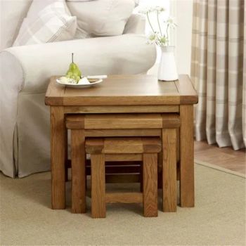 Wooden Oak Rustic Nest 3 Side Tables 540x650x420mm CMT156 1M000000PCY - Qingdao Crescent Furniture Co., Ltd. - China