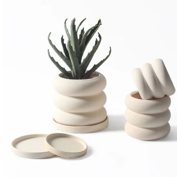 Nordic Style Indoor Ceramic Planter Donut Flower Pots Unglazed Pot Vase - Skylark Network Co., Ltd. - China
