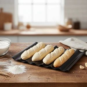 Kitchenware Commercial Aluminized Steel 7 Slot Groove Rows Baguette Baking Pan for Bakery Baguette Tray - Jiangsu T-Shine Bakeware Co., Ltd. - China