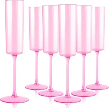Hot Selling Custom Clear Pink Champagne Flutes Glasses Square Plastic Toasting Glasses for Party Birthday Anniversary Wedding - Suzhou TopRising International Trade Co., Ltd - China