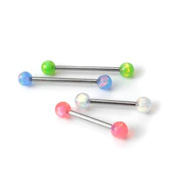 Fashion G23 Titanium Opal Barbell Threaded Nipple Tongue Studs Body Piercing Jewelry - Dongguan Jiang Titanium Jewelry Co., LTD - China