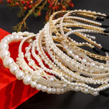 14 Styles Simulation Pearl Hairbands Women Hair Accessories Korean Handmade Bow Flower Hoops Headband Wedding Ornaments 2024 New - NINGBO TOPWIN CO., LTD. - China
