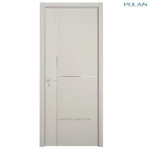 Modern Style Wood Grain MDF Doors Semi Solid Wood Door with Metal Strips PVC Interior Door - Shanghai Pulan Decoration Co., Ltd. - China