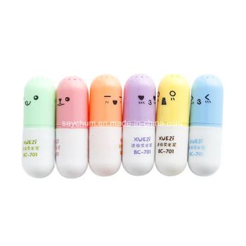 Custom Logo Capsules Highlighter Vitamin Pill Highlight Marker Color Pens Stationery Office School Supplies - Jinjiang Lingyuan Suiquan Crafts Firm - China