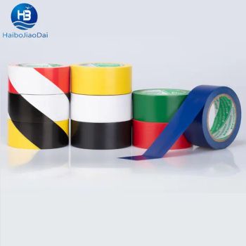 PVC Warehouse Floor Marking Tape Safety Hazard Warning Black Yellow Tape PVC Warning Caution Hot Sell Durable PVC Keep Distance Safe Road Hazard - Qingdao Haibo Adhesive Products Co., Ltd. - China