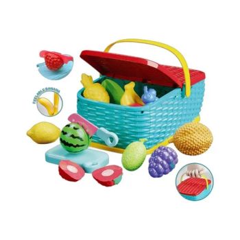 Top Selling Plastic Play Food Shopping Basket Pretend Kitchen Picnic Toys Sets with Cutting Fruit & Vegetables for Preschoolers Toys - Shantou Linda Toys Co., LTD. - China