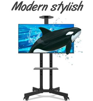 Aluminum Alloy Mount TV Mobile Cart Bracket Free Lifting 32"-65" LED LCD Plasma TV Trolley Stand with Wheels - Guangzhou Boente Technology Co., Ltd. - China