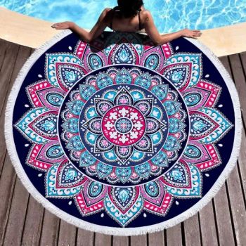 Large Round Beach Towel with Microfiber Material for Swimming Micro Fibre Round Beach Towels 150*150cm - Shijiazhuang Jieku Commerce Co., Ltd. - China