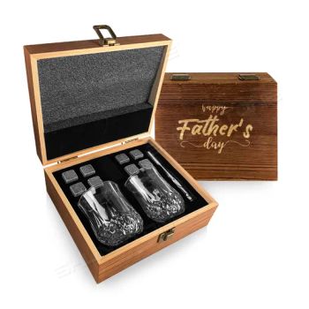 Shunstone Custom Diamond Whiskey Glasses and Whikey Stone Gift Set with Wooden Box Birthday Gifts - XIAMEN SHUNSTONE HOMEWARE CO., LTD. - China