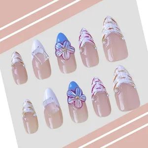 Elegant False Nails Set with Floral Pearl Designs – Customizable Press on Nails - Pingxiang Yoken Import & Export Trading Co., Ltd. - China