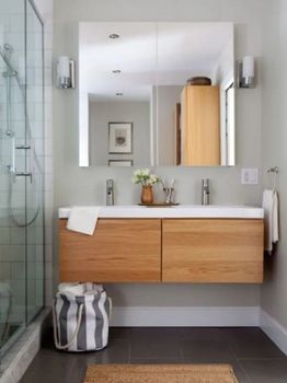 Modern Wall Mounted Wooden Stylish Bathroom Vanity Color Brown Style Modern No. of Drawer 2 Material Wooden No Of Wash Basin - Chaudhary Interiors And Furnitures - India