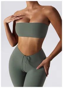 Women Fitness Sports Suits Gym Clothing Tube Bra Compression Leggings Yoga Set - Xiamen Mega Garment Co., Ltd. - China