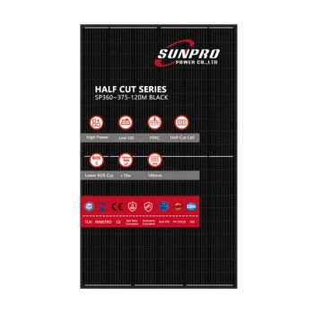 High Efficiency 360W Mono Black Half-Cut Solar Panel, 166mm Solar Cells - Zhejiang Sunpro Power Technology Co., Ltd. - China