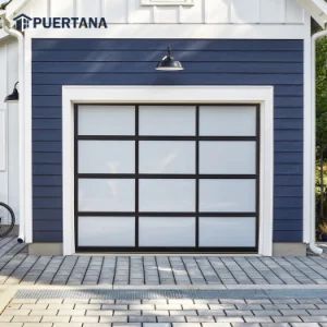 Residential 18X7 / 16X8 Insulated Clear/Frosted Double Glass Aluminium Garage Door with Remote Control - Foshan Puertana Building Materials Co., Ltd. - China