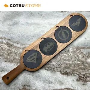 Creative Coasters Wine Cup Glassware Saucer Natural Black Slate Craft - Xiamen Cotrustone Imp. & Exp. Co., Ltd. - China