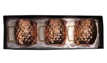 CopperKing Copper Gift Set Diamond Moscow Mule Mug Pack Of 3 Color Copper Material Copper No. Of Pieces 3 Brand - CopperKing Homee India Private Limited - India