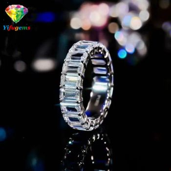 Hot Sale Moissanite Jewelry 925 Silver Ring with 7X5mm Emerald Cut Moissanite - Wuzhou Yifu Gems Co., Ltd - China
