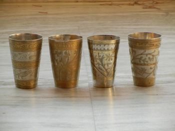 Vintage Brass Glass, For Decoration Material Brass Design Engraving Engraving Beautiful Patterns Usage/Application - Shivay Arts - India