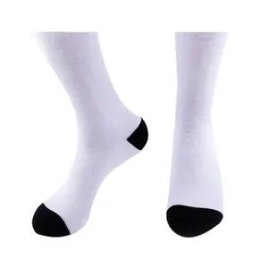 Sublimation Blank White Athletic Crew Socks Polyester Sport Socks Black Heel Wholesale - Suntek Print Company Limited - China