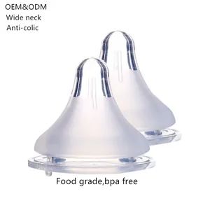 Custom Anti-Colic Baby Feeding Bottle Nipple, Wide Neck LSR Pacifier BPA Free, Breast Type Silicon Teat Borosilicate Glass Feeder Nipples Baby Product - Kingsun Baby Products Co., Ltd. - China