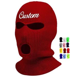 Custom Hat Design Embroidery Logo Cap Balaclava Motorcycle 3 Hole Full Face Knit Ski Mak Beanie Balaclava Hat Ski Mask - Fuzhou Ruffonda E-commerce Co., Ltd. - China