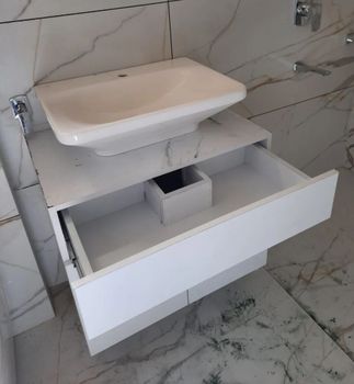 HDHMR Wooden Bathroom Vanities Size 50-inch Height 50inch Material HDHMR Finished Laminate Countertop Finish Premium Usage/Application In - Ghar Interior - India