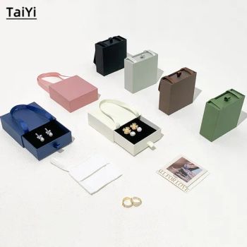 Portable Gift Box Jewelry Packaging Drawer Box with Ribbon Handle - Shantou Taiyi Gift Box Factory - China