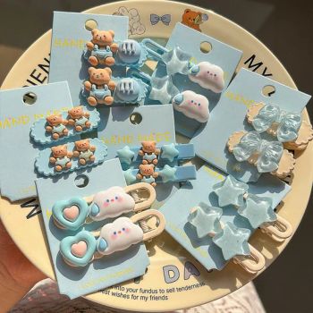 2-Pack! Blue Bear Heart Hairpin ~ Sweet Girl Cloud Bow Baby Clip Side Clip Hair Accessories Headdress - Guangzhou Zimore Gift Co., Ltd. - China