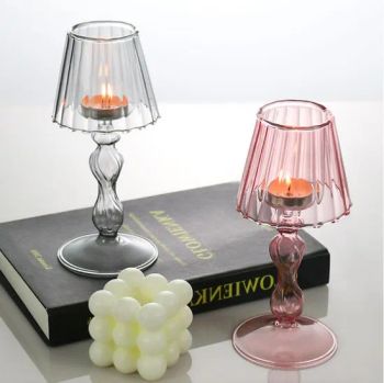 Candle Holder with Stem /Tall Glass Candle Holder with Shade Cover - Yancheng Xinboyuan Glass Co., Ltd. - China
