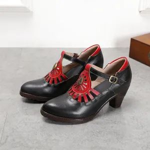 Double Color Stitching Vintage Hollow out Leather Shoes Lining PU Color Black Origin China Season Spring Upper Leather OutSole Rubber - Guangzhou Lamodie Footwear Ltd - China