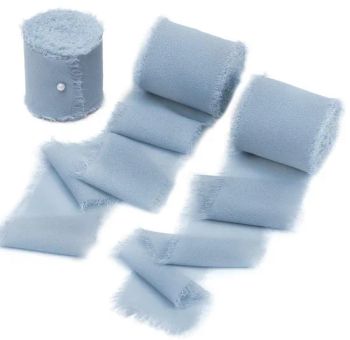 Fringe Edge Handmade Baby Blue Ribbon Chiffon for Flower Bouquet Gift Wrapping Crafts Decorating Bouquet Wrap Wedding Invitation - Ningbo Lemo Textile Co., Ltd. - China