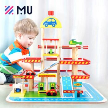 2023 Popular Educational Track Garage 3 Floors Car Parking Lot Wooden Toy for Kids - Market Union Co. Ltd. - China